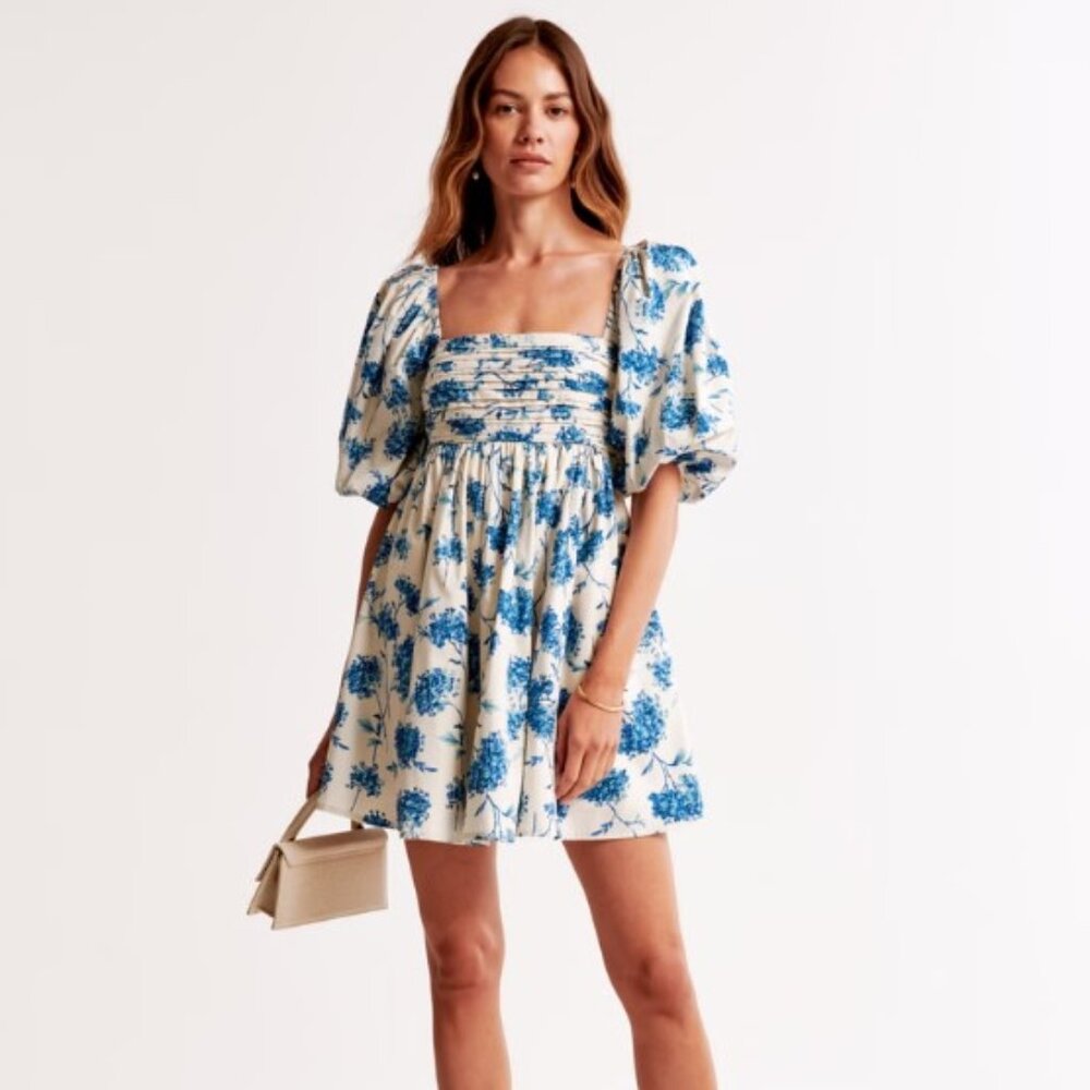 Abercrombie Emerson Poplin Puff Sleeve Mini Dress Size Medium